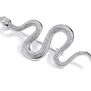 🌺 🌺 🌺 Elegant Silver Tone Snake Brooch Pin